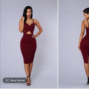 Fashion Nova Burgundy Midi Dress